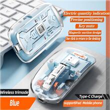 Hxsj 1入磁吸透明無線bt筆記型電腦滑鼠,三合一模式(usb 2.4ghz + Bt5.0)可充電電腦滑鼠,人體工學設計適用於電腦遊戲,可調4档dpi - 藍色 - 藍色 - 查看 4