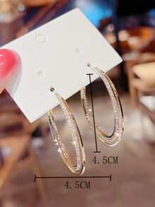 Sparkling Large Hoop Earrings With Rhinestones - Yellow Gold - View 6