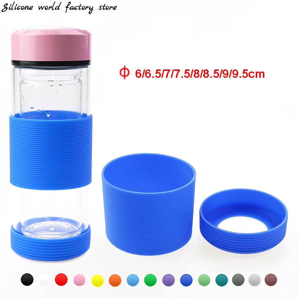 1 Bộ Silicone Cúp Tay áo Cách nhiệt Tách trà Che phủ Chống trượt Cúp Đáy Tấm lót phổ cập Ly Cúp Sự bảo vệ Tay áo Bộ ( Đáy Che phủ + Ở giữa Che phủ ) , Đường kính : 6CM , 6.5cm , 7cm , 7.5cm , 8cm , 8.5cm , 9cm , 9.5cm - Màu xanh hải quân - Xem 1