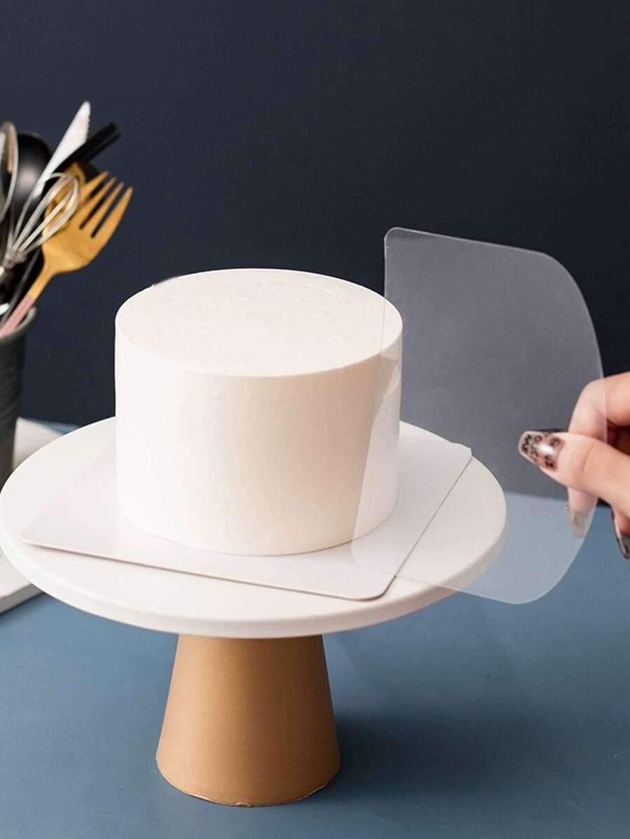 5/10/15/20pcs Transparent Plastic Cake Scraper, Baking Decorating Tools Plastic Transparent Soft Scraper Spatula Cake Cream Leveling Board Round Edge Shaping Knife - Clear - View 1