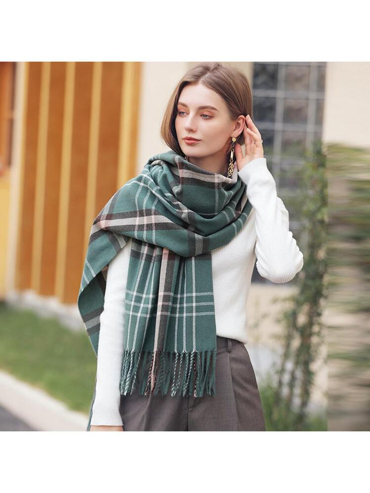 グリーン クラシック タータンチェック マフラー スカーフ ユニ