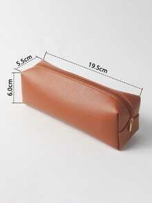 大容量 Pu 皮學生筆袋,可用作文具或化妝包 - 淺藍色 - 查看 4