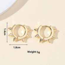 1pair Cool & Punk Style Alloy Spike Hoop Earrings - Yellow Gold - View 4