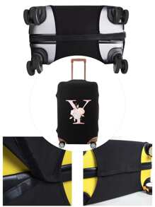 Pink Letter Y Luggage Protective Cover, Dustproof & Scratch Resistant, Suitable For 18 Inch-32 Inch Suitcase - Black - View 4