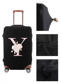 Pink Letter Y Luggage Protective Cover, Dustproof & Scratch Resistant, Suitable For 18 Inch-32 Inch Suitcase - Black - View 1