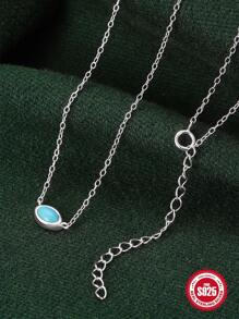 1 Dây chuyền ngọc lam Dây chuyền bạc Sterling 925 dành cho phụ nữ Quà tặng tối giản cổ điển vĩnh cửu cho mẹ Trang sức cô dâu - Bạc - Xem 5