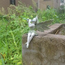 仙女玩長笛花園家庭裝飾用品樹脂小雕像 - 綠色 - 查看 2