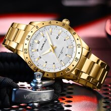 CRRJU Reloj de hombres impermeable negocio con de acero inoxidable con tira