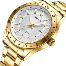 CRRJU Reloj de hombres impermeable negocio con de acero inoxidable con tira