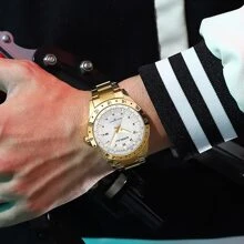 CRRJU Reloj de hombres impermeable negocio con de acero inoxidable con tira