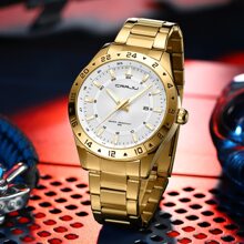 CRRJU Reloj de hombres impermeable negocio con de acero inoxidable con tira