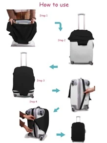 Pink Letter Y Luggage Protective Cover, Dustproof & Scratch Resistant, Suitable For 18 Inch-32 Inch Suitcase - Black - View 5