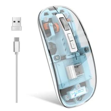 Hxsj 1入磁吸透明無線bt筆記型電腦滑鼠,三合一模式(usb 2.4ghz + Bt5.0)可充電電腦滑鼠,人體工學設計適用於電腦遊戲,可調4档dpi - 藍色 - 藍色 - 查看 6