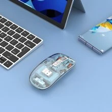 Hxsj 1入磁吸透明無線bt筆記型電腦滑鼠,三合一模式(usb 2.4ghz + Bt5.0)可充電電腦滑鼠,人體工學設計適用於電腦遊戲,可調4档dpi - 藍色 - 藍色 - 查看 7