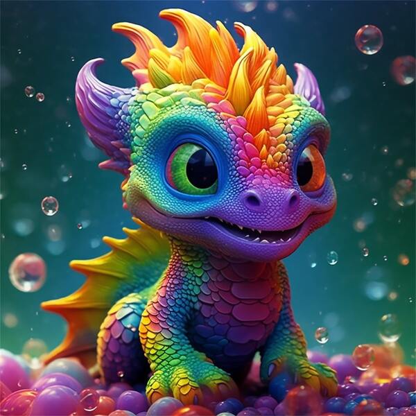 1pc 20*20cm/7.87inx7.87in Diy 5d Diamond Painting Kit Cartoon Dragon Baby Full Diamond Embroidery Cross Stitch Painting Diamond Art Craft For Wall & Home Decoration, Frameless Small Gift