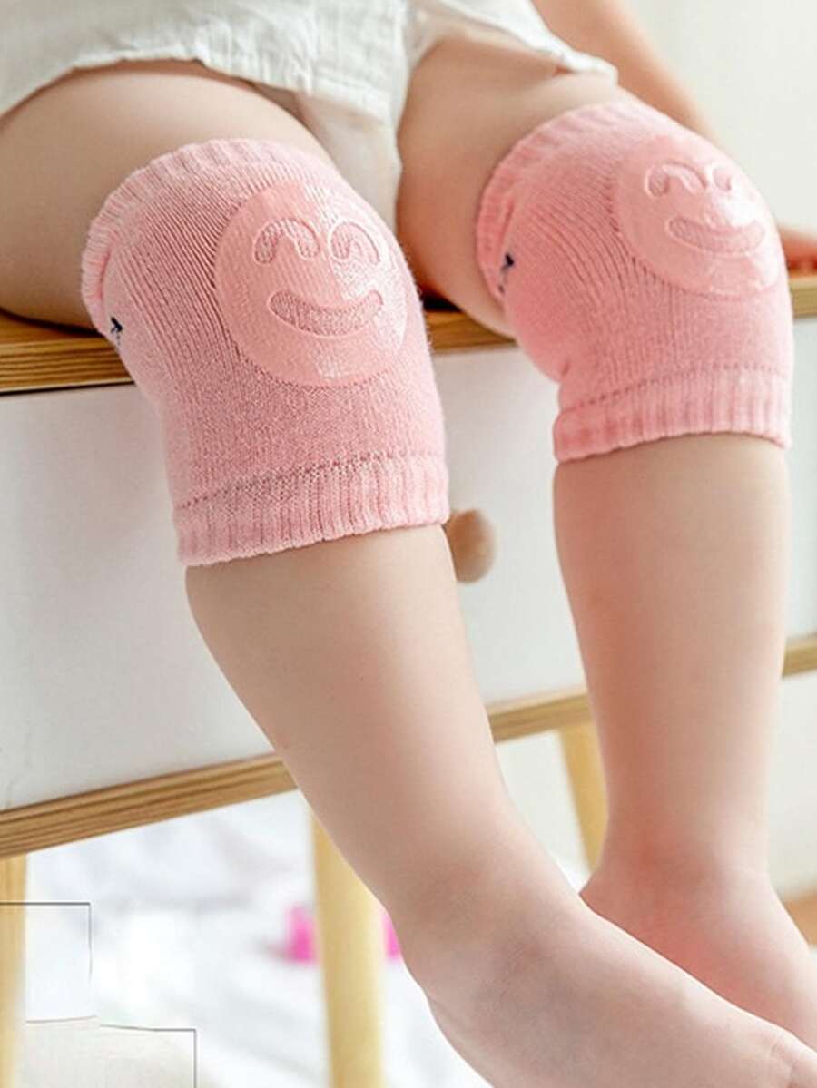 1雙嬰兒襪子套裝包括護肘,護膝適用於爬行&步行,保護護膝帶微笑 - 粉色 - 查看 1