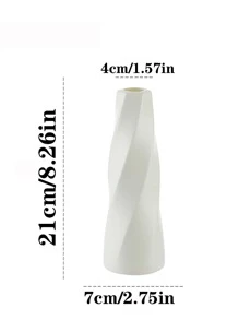 1 chiếc bình nhựa, bình gốm giả chống nứt, bình trang trí tối giản sáng tạo cho phòng khách - Trắng - Xem 3