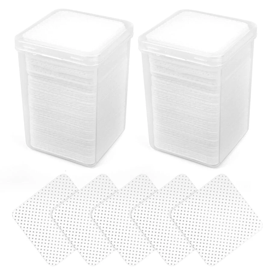 400片睫毛延伸膠擦拭片,不掉毛睫毛膠清潔劑擦拭布,無紡布擦拭物,可用於睫毛延伸膠和指甲油瓶的去除工具 - 白色 - 查看 1