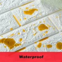 5入組DIY3D牆貼牆紙泡沫柔軟的磚塊自粘防水模具房間家庭客廳浴室廚房床上用品房間裝修 - 白色 - 查看 3