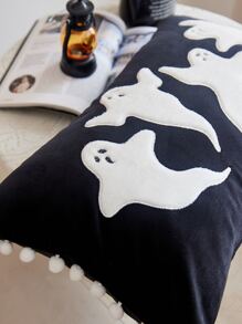 1 Pieza Funda De Almohada Bordada Con Fantasma De Halloween - Multicolor - Ver 2