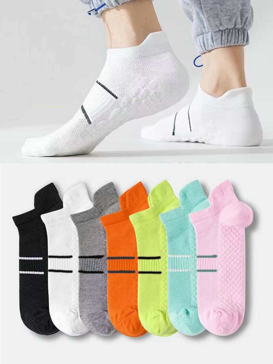7女性透氣網布低胸襪子適合春天秋天,防汗運動襪 - 彩色 - 查看 1