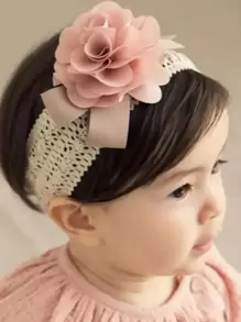 1pc Pink Flower Decor Headband For Girls (Small/Medium/Large) Love Valentine - Pink - View 1