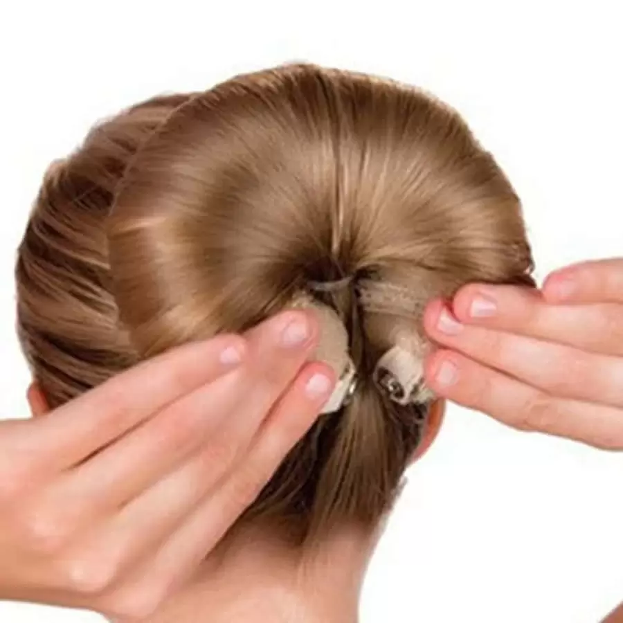 2 Cái/bộ Phụ Kiện Tóc Nữ Để Biến Tóc Ngắn Thành Búi Kiểu Tóc Thông Thường - Màu be - Xem 1