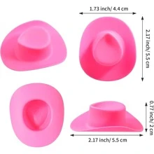 10入組迷你西部牛仔帽，塑料可愛的玩偶帽子，迷你牛仔女孩帽，假扮玩具房屋裝飾（粉色）