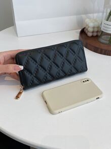 Wallet Women's Long New Mobile Phone Bag Solid Color Clutch Bag Convenient Coin Purse - Black - View 2