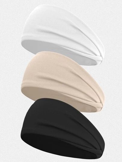 3pcs/Set Ladies' Solid Color Elastic Sports Headbands Suitable For Everyday Use Casual,Gym Hair Band Turban Headband Sweatband, Hairband Fall Winter Hair Accessories For Women For Vacation Outfits Woman Elegant Scarf Women Bandanas Soft Headwrap