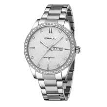 CRRJU 1 Miếng Nam Làm Việc  Thép không gỉ Dây đeo Đồng hồ Với & Lịch Chức năng , Chống nước - trắng - Xem 5