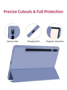 Tablet Case Compatible With Samsung Galaxy Tab Case For Tab S8 Ultra 14.6 S8 Plus S7 Plus S7 FE 12.4 S7 S8 11 S6 Lite 10.4 With Pen Slot Tablet Cover - Purple - View 4