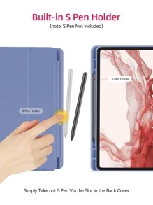 Tablet Case Compatible With Samsung Galaxy Tab Case For Tab S8 Ultra 14.6 S8 Plus S7 Plus S7 FE 12.4 S7 S8 11 S6 Lite 10.4 With Pen Slot Tablet Cover - Purple - View 3