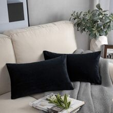 1 件/2 件黑色天鹅绒纯色装饰枕套(不含枕芯),方形靠垫套,节日家居装饰枕头,柔软舒适的面料,现代沙发、卧室、宿舍装饰 - 黑色 - 查看 4