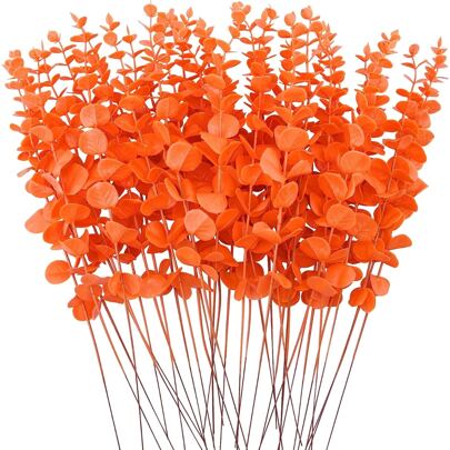 10入組人造桉樹莖帶樹葉,15英寸桉樹分支帶樹葉適用於家庭裝飾,花瓶,DIY花束,婚禮裝飾