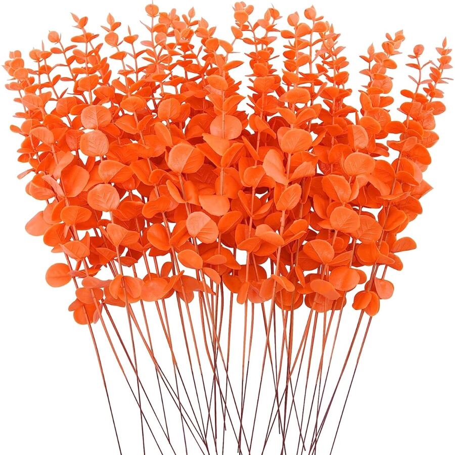 10入組人造桉樹莖帶樹葉,15英寸桉樹分支帶樹葉適用於家庭裝飾,花瓶,DIY花束,婚禮裝飾