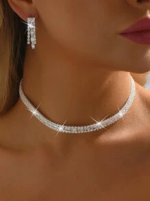 Exquisite Ladies Rhinestone Choker Necklace And Earrings Set - 961 Jewelry Set - View 13