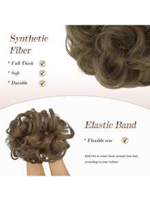 6" Lộn Xộn Búi Tóc Lọn Tổng Hợp Tóc đuôi ngựa búi gợn sóng Phần mở rộng tóc Updo Bun dày Phụ nữ Cô gái, màu nâu xám nhạt và tóc vàng tẩy trắng - Nhiều màu - Xem 6