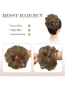 6" Lộn Xộn Búi Tóc Lọn Tổng Hợp Tóc đuôi ngựa búi gợn sóng Phần mở rộng tóc Updo Bun dày Phụ nữ Cô gái, màu nâu xám nhạt và tóc vàng tẩy trắng - Nhiều màu - Xem 7