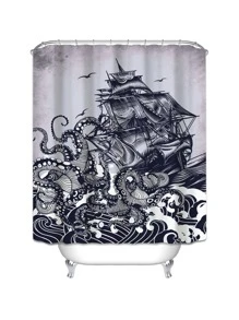 Horror Octopus Shower Curtain, 1pc - Multicolor - View 3