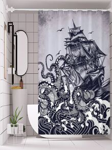 Horror Octopus Shower Curtain, 1pc - Multicolor - View 1