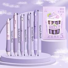 5入組/包可愛中性筆,紫色系列 - 紫色 - 查看 2