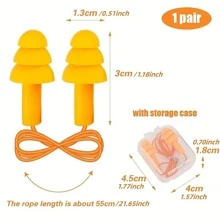 1/2pcs Wired Earplug Set With Cord And Case, Noise-Proof, Waterproof, Anti-Lost Holder, Earplugs