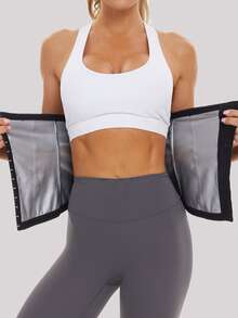 Sweat Tummy Control Waist Trainer Belt - Black - View 3