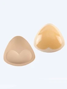 2pcs/pack Self-adhesive Silicone Triangle Shape Bra Pad, Invisible And Seamless - Apricot - View 3