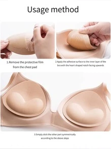 2pcs/pack Self-adhesive Silicone Triangle Shape Bra Pad, Invisible And Seamless - Apricot - View 7