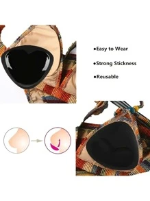 2pcs/pair Silicone Chest Patch Self-adhesive Invisible Seamless Triangular Chest Pad - Black - View 3