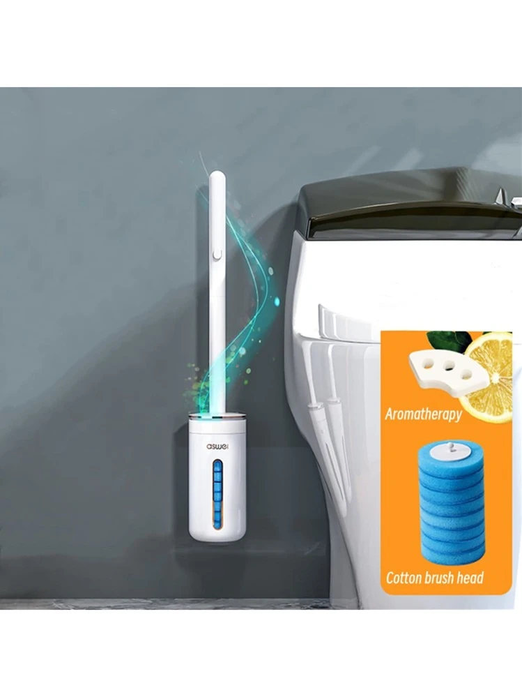 Set Scopino Per WC Con Supporto Antigoccia, Manico Antiscivolo In Gomma, Setole Resistenti, Colore Grigio, Design Elegante Per Bagno - 3