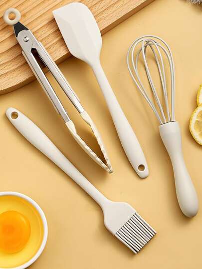1pc Mini Silicone Kitchen Tool: Baking Scraper, Oil Brush, Egg Beater, Food Clip