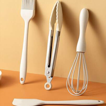 1入組迷你矽膠廚房工具:烘焙刮刀,油刷,打蛋器,密封夾